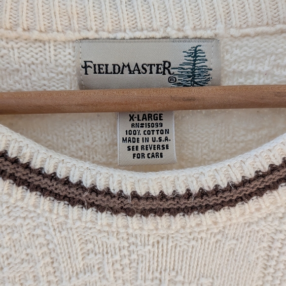 Vintage Chunky Textured Deer Embroidered Crewneck Sweater In Ivory - Picture 9 of 9